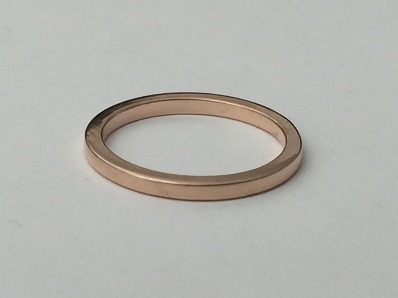 Square rose gold wedding band, rose gold ring, pink gold ring, yellow gold square band, thin gold band image 3