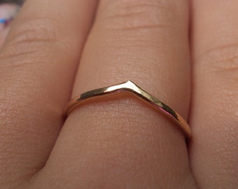 Set of 2, 10kt Gold, Solid Gold, Chevron, Etsy Jewelry, Ring