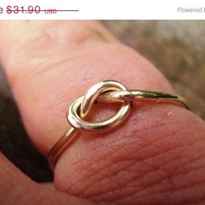 Set of 2 knot rings 16g, gold love knot ring, engagement, wedding band, promise ring,