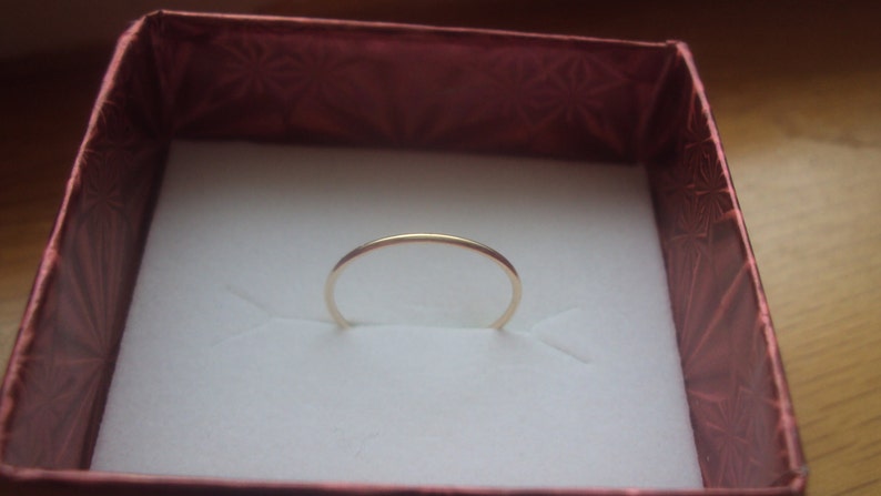 Set of 2 rings, 10kt solid gold, 20 gauge , 0.8mm thick, yellow , rose, bridesmaids gifts, mothers day, engagement image 3