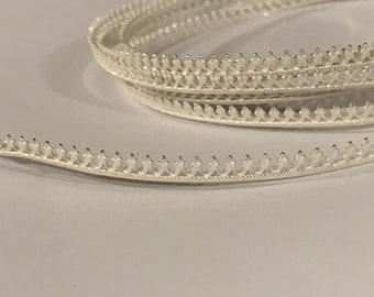 925 silver bezel wire, fancy gallery wire, by the foot, for stone setting and cabochon wrapping