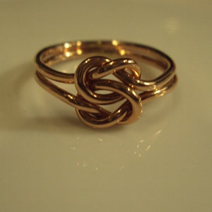 Double love knot, rose gold fill, 16g thick, any size, celtic lovers knot, pink gold filled image 1