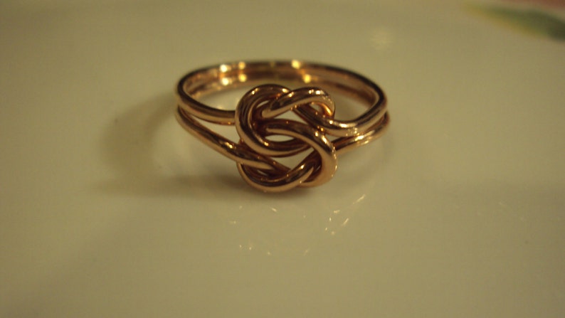 Double love knot, rose gold fill, 16g thick, any size, celtic lovers knot, pink gold filled image 1