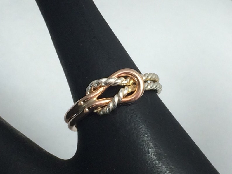 Hercules Knot Ring Two Tone Buckle Rose Silver Sailors Knot Etsy