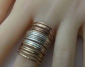 Thin stacking rings, stackable bands in silver gold and rose