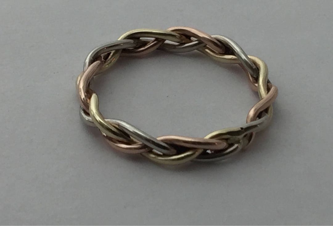 Braid Ring, Gold Braided Ring, Braided Wedding Band, 10kt Gold, Tri Color Braided Ring, Rose ...