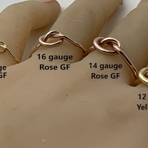 Gold knot ring, Rose gold knot ring, single knot,  gifts for her, Mothers day, Purity ring, promise ring, choose gauge, color and ring size,