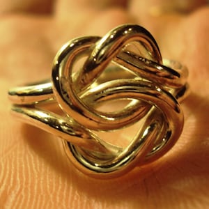 Etsy jewelry, love knot ring, silver, or 14kt yellow or rose gold fill, 14g double knot 1.6mm per band, very thick