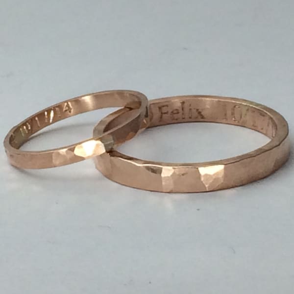 Alianzas de boda de oro rosa para él y para ella, juego de alianzas de oro de 10 quilates en el color que elijas