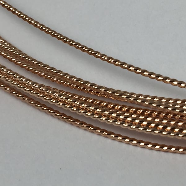 1 foot-14kt rose gold fill twist wire, rose pattern twist, twisted rose gold filled wire, rose twist, round pattern twist wire