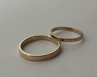 10kt or 14kt gold wedding band set, rose gold wedding bands, his and hers, pink gold band, yellow gold wedding ring,