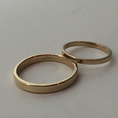 His and Hers Wedding Rings 14k Gold Rings Simple Gold Rings | Etsy