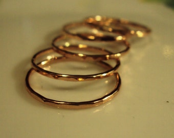 Set of 5 - 18g, stacking rings, rose gold filled, any size, made to order, thin band