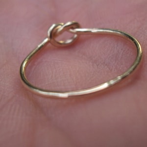 14kt Gold knot ring, love knot ring, 14kt, solid gold, sizes 0 thru 8 available, 18g, dainty, pinky ring, strong, luxury