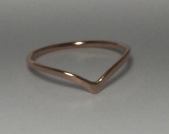 10kt gold, solid gold, 16g Chevron stacking ring, thin stacker, gold v ring, rose gold chevron