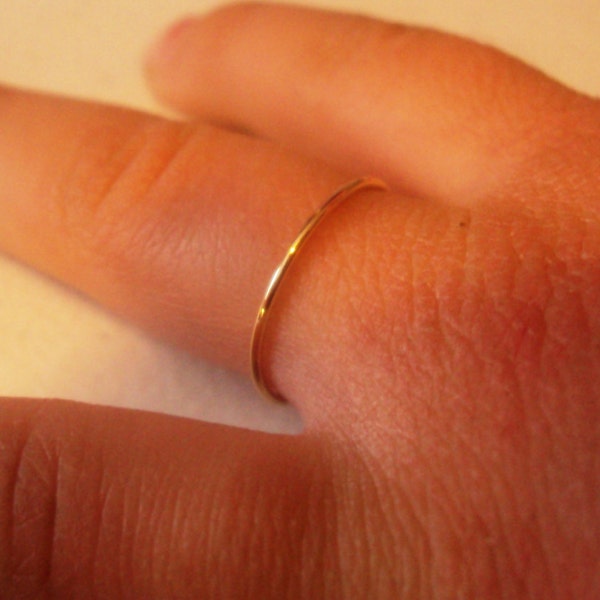 Set of 2 rings, 10kt solid gold, 20 gauge , 0.8mm thick, yellow , rose, bridesmaids gifts, mothers day, engagement