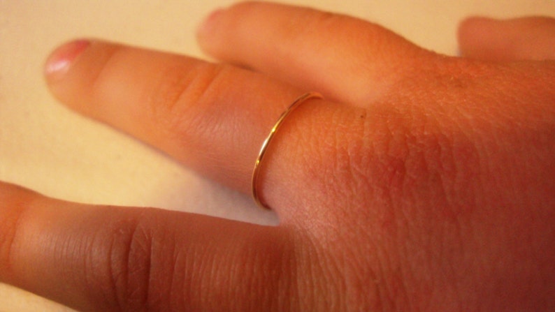 Set of 2 rings, 10kt solid gold, 20 gauge , 0.8mm thick, yellow , rose, bridesmaids gifts, mothers day, engagement image 1