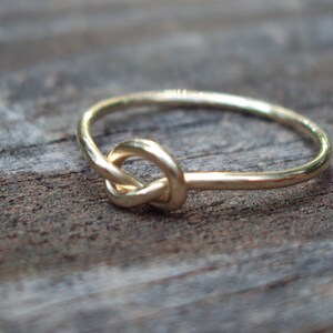 Etsy jewelry, Gold knot ring, love knot ring, 10kt, solid gold, sizes 0 thru 9 available, 18g, dainty, pinky ring, strong, luxury image 4