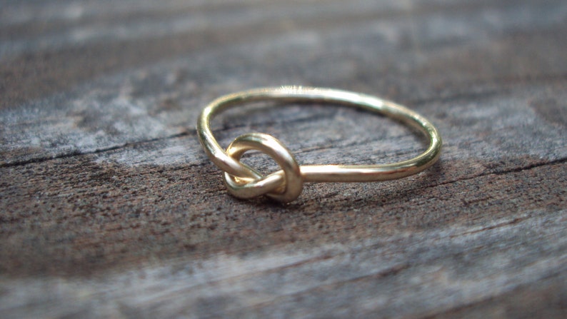 Etsy jewelry, Gold knot ring, love knot ring, 10kt, solid gold, sizes 0 thru 9 available, 18g, dainty, pinky ring, strong, luxury image 4