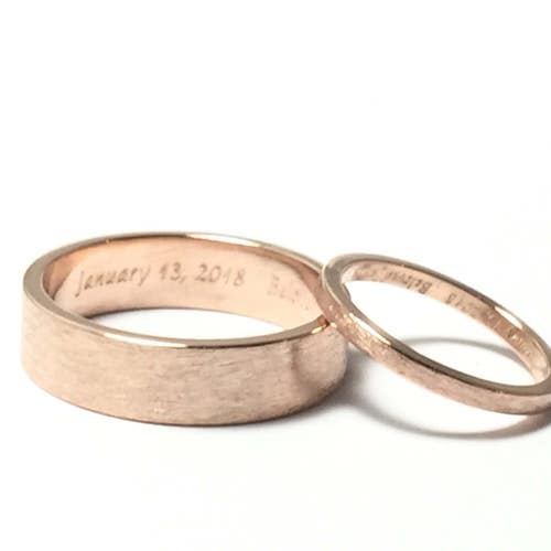 Rose Gold Wedding Bands His and Hers Wedding Ring Set Gold Etsy