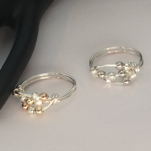 Set of 2 rings, 14kt gold filled argentium sterling silver worry ring, any size, including half and quarter