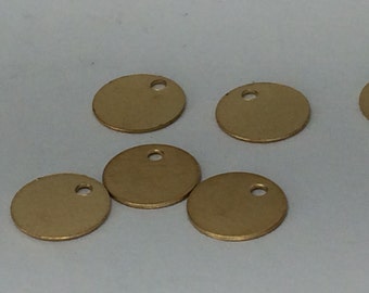 10 pieces- Yellow Gold Fill disc, round blank, jewelry tag, round stamping blanks, 20g thick, 8.9mm diameter, 1mm hole approximate,