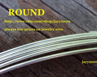 2 ft - 14G ROUND wire, half hard, ARGENTIUM sterling silver, other lengths available