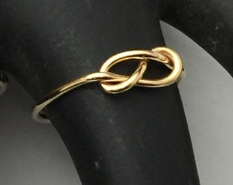 Gold infinity knot, 10kt solid gold, love knot, eternity knot ring, gold knot ring, rose, white, or yellow, any size