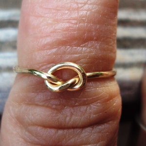 Etsy jewelry, Gold knot ring, love knot ring, 10kt, solid gold, sizes 0 thru 9 available, 18g, dainty, pinky ring, strong, luxury image 3