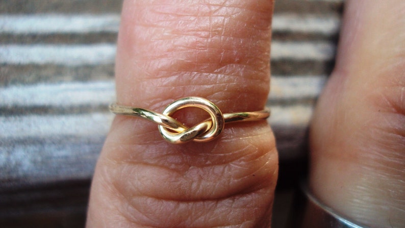 Etsy jewelry, Gold knot ring, love knot ring, 10kt, solid gold, sizes 0 thru 9 available, 18g, dainty, pinky ring, strong, luxury image 3