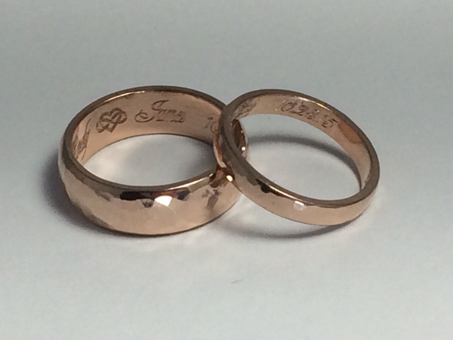 14kt rose gold wedding band set wedding rings pink gold | Etsy