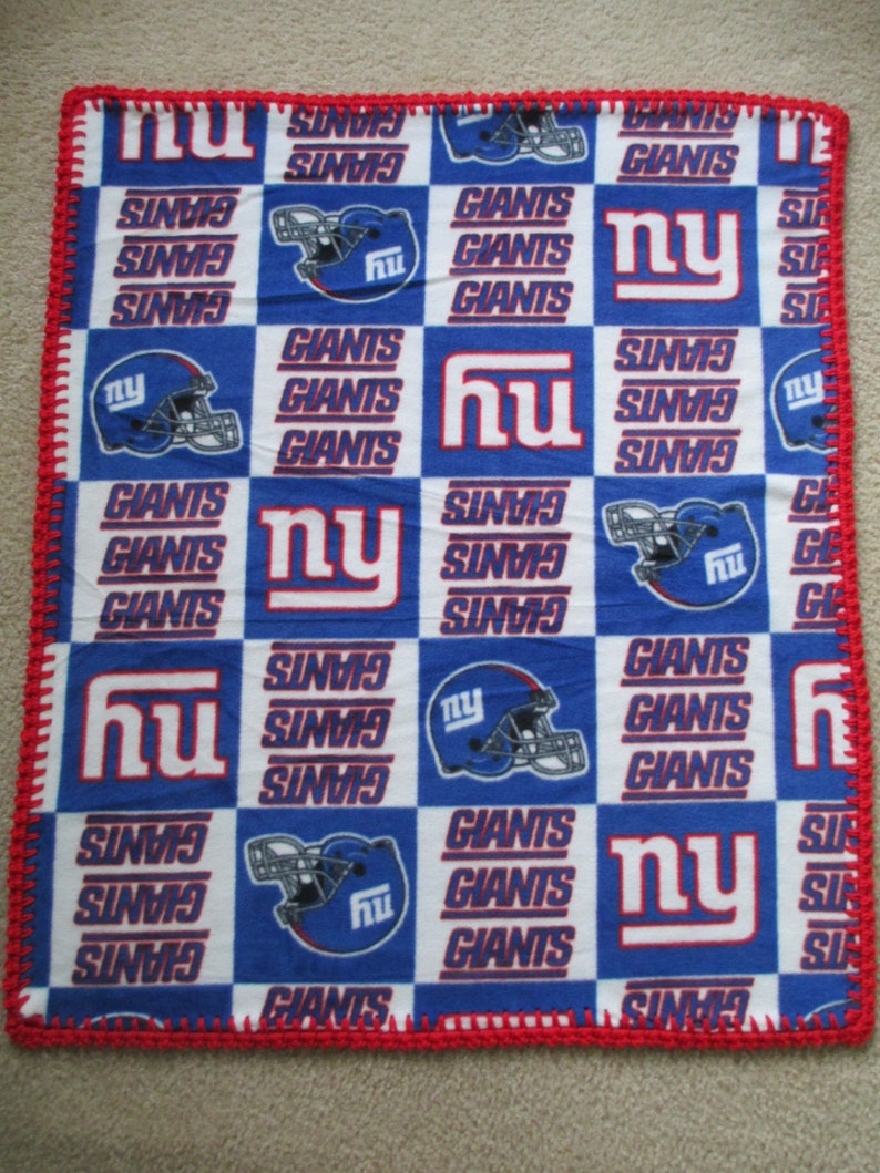 NEW YORK GIANTS Baby Blanket Fleece with Hand Crochet Edge Etsy
