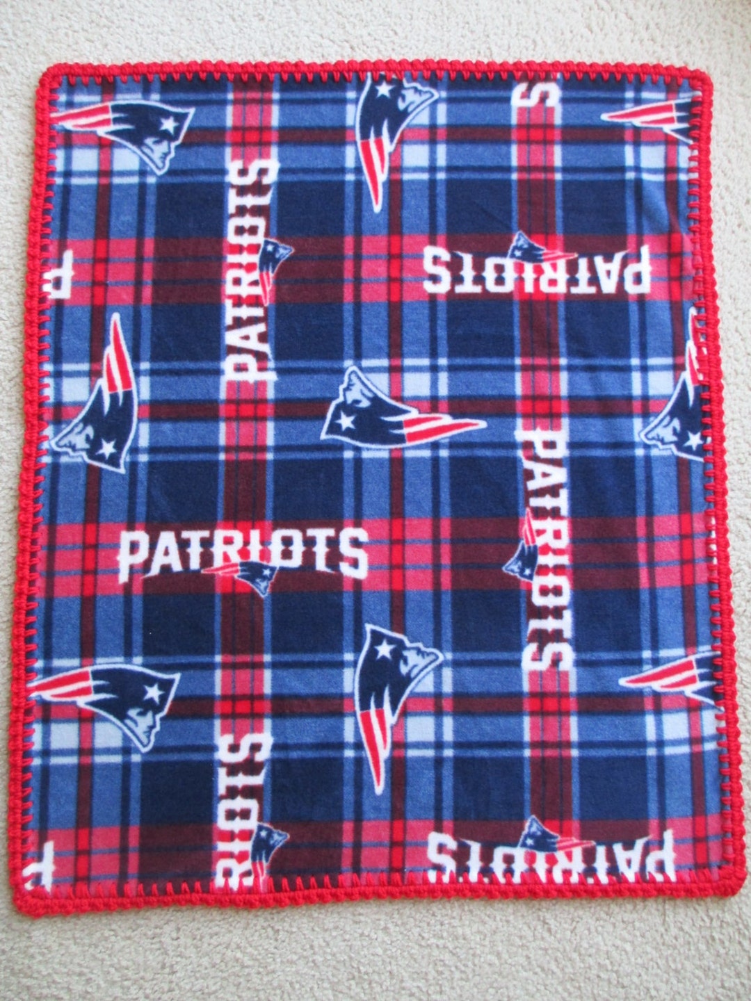 NEW ENGLAND PATRIOTS Baby Blanket, Fleece With Hand Crochet Edge Etsy