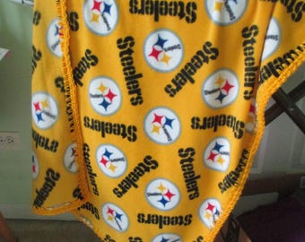 NFL PITTSBURGH STEELERS Baby Blanket, Fleece with Hand Crochet Edge