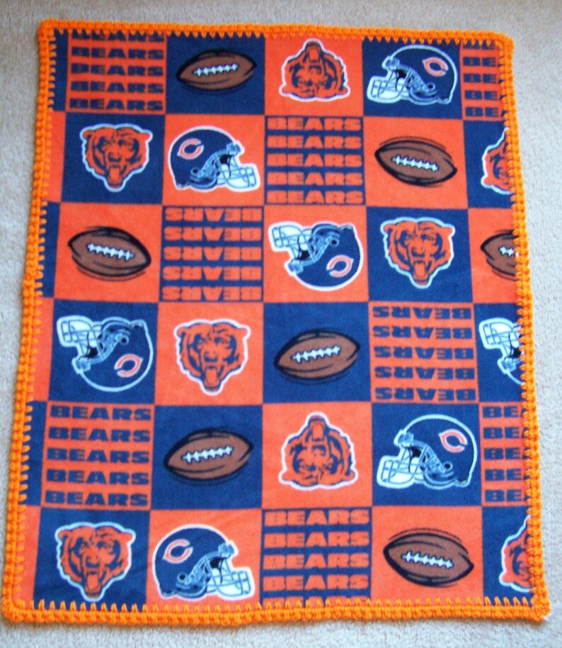 CHICAGO BEARS Baby Blanket FLEECE with Hand Crochet Edge Etsy