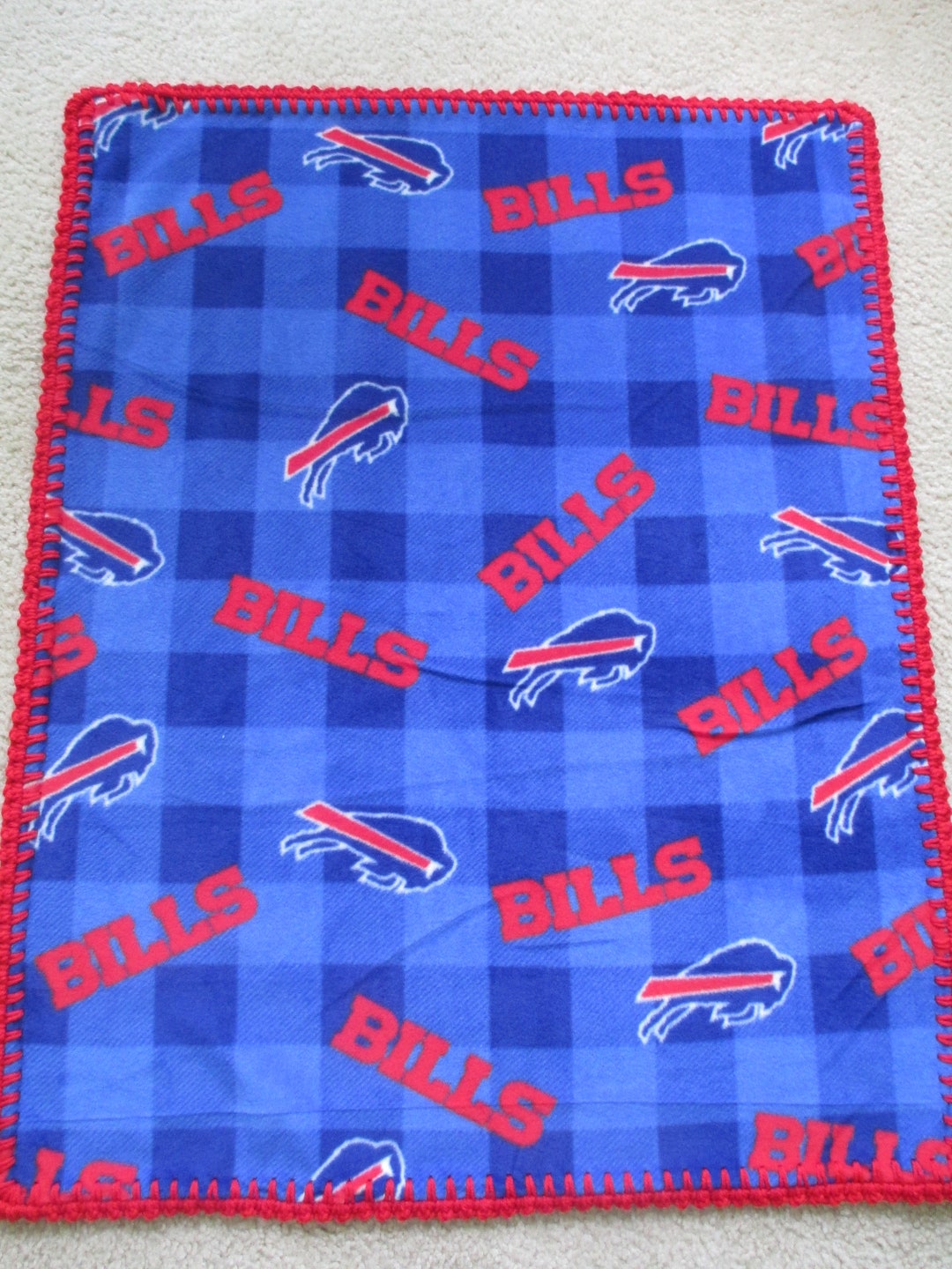 BUFFALO BILLS Baby Blanket, Buffalo PLAID Fleece With Hand Crocheted Edging Etsy