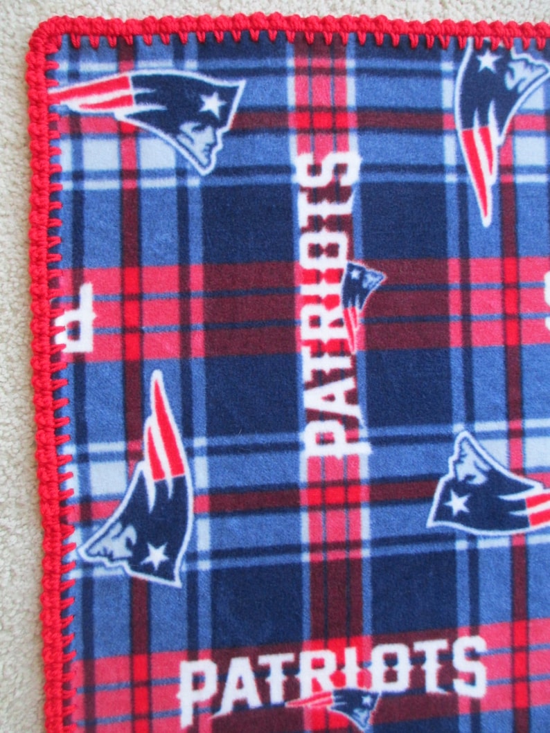 NEW ENGLAND PATRIOTS Baby Blanket Fleece With Hand Crochet Etsy