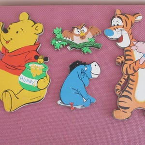 Vtg WINNIE the Pooh, TIGGER PIGLET Eeyore Owl Pressed Cardboard Wall Hangings, Nursery Decor, Baby Room Walt Disney