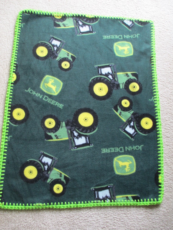 JOHN DEERE TRACTOR Baby Blanket Fleece With Hand Crochet Edge Etsy