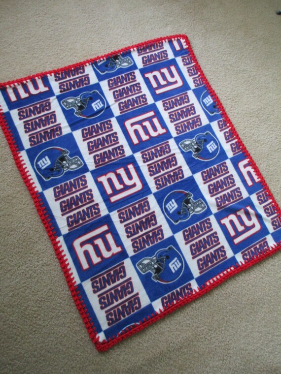 New York Giants Baby Blanket Fleece With Hand Crochet Edge Etsy