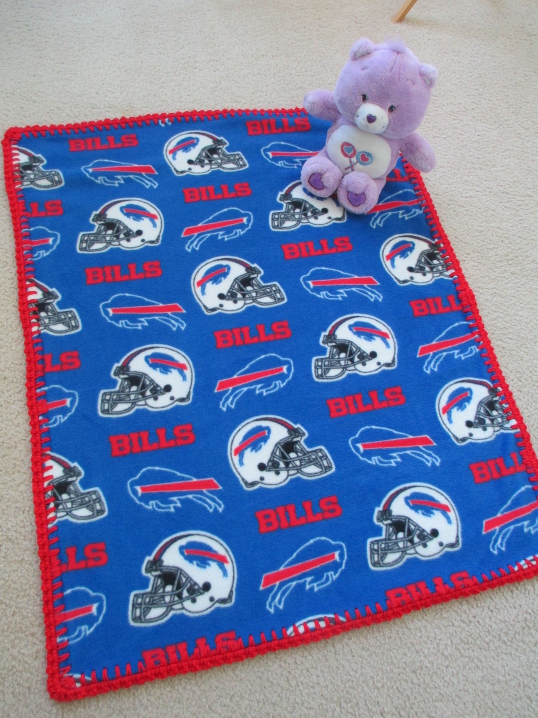 BUFFALO BILLS Baby Blanket Fleece With Hand Crocheted Edging Etsy