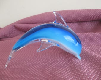 Vtg BLUE GLASS Dolphin, Murano?
