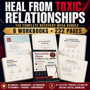 Master Recovery System Bundle | 6 PDF Workbooks | No Contact, Co-Parenting, Evidence Log, Boundary, Attachment & Codependency