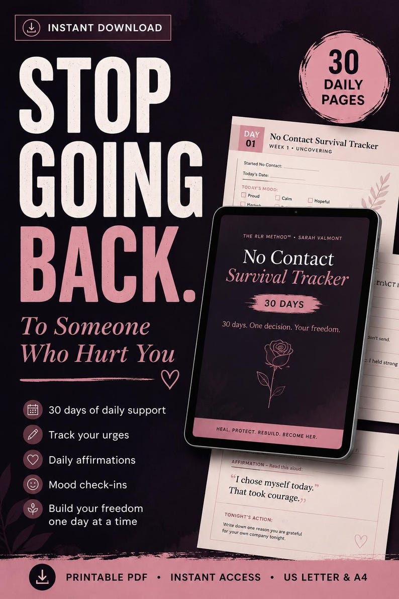 No Contact Tracker Printable | 30 Day Healing Tracker | Narcissistic ...