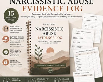Narcissistic Abuse Evidence Log PDF | Gaslighting Journal | Emotional Abuse Recovery Workbook | Toxic Relationship Tracker