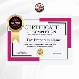 Certifieringsmall för skatteexperter | Redigerbart certifikat | Digital nedladdning
