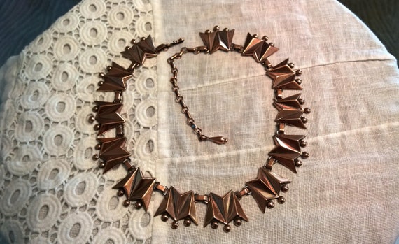 Lovely Renoir copper necklace, deco or tribal des… - image 1