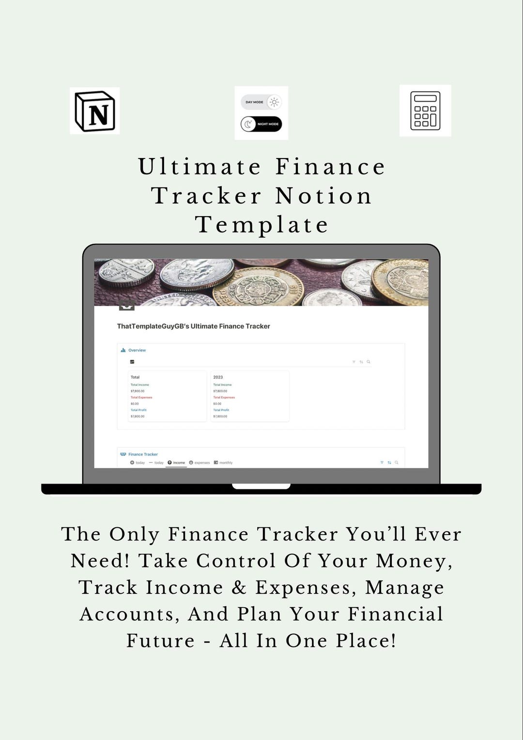Ultimate Finance Tracker Notion Template | Personal Budget Planner ...