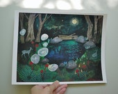 In the deep dark woods // 8.5 x 11 eco-friendly wall art forest deer print