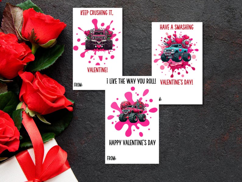 Printable Monster Truck Valentines Day Cards for Kids DIY School ...